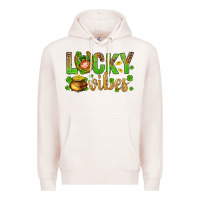 Pale Pink St. Patricks day lucky vibes Premium Hoodie - BundleAndBundleShop