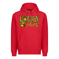 Red St. Patricks day lucky vibes Premium Hoodie - BundleAndBundleShop