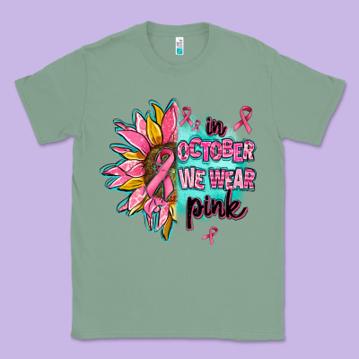 Sunflower In October We Wear Pink Classic Tee Designed By Adodesignshop