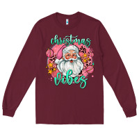 Burgundy christmas vibes santa Long Sleeve Tee - AdoDesignShop