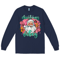 Navy christmas vibes santa Long Sleeve Tee - AdoDesignShop