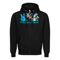 Black peace love winter ado Zipper Hoodie - AdoDesignShop