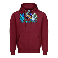 Burgundy peace love winter ado Zipper Hoodie - AdoDesignShop