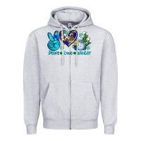 Heather Grey peace love winter ado Zipper Hoodie - AdoDesignShop
