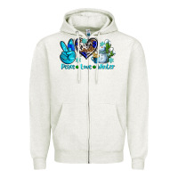 Oatmeal Heather peace love winter ado Zipper Hoodie - AdoDesignShop