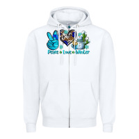 White peace love winter ado Zipper Hoodie - AdoDesignShop