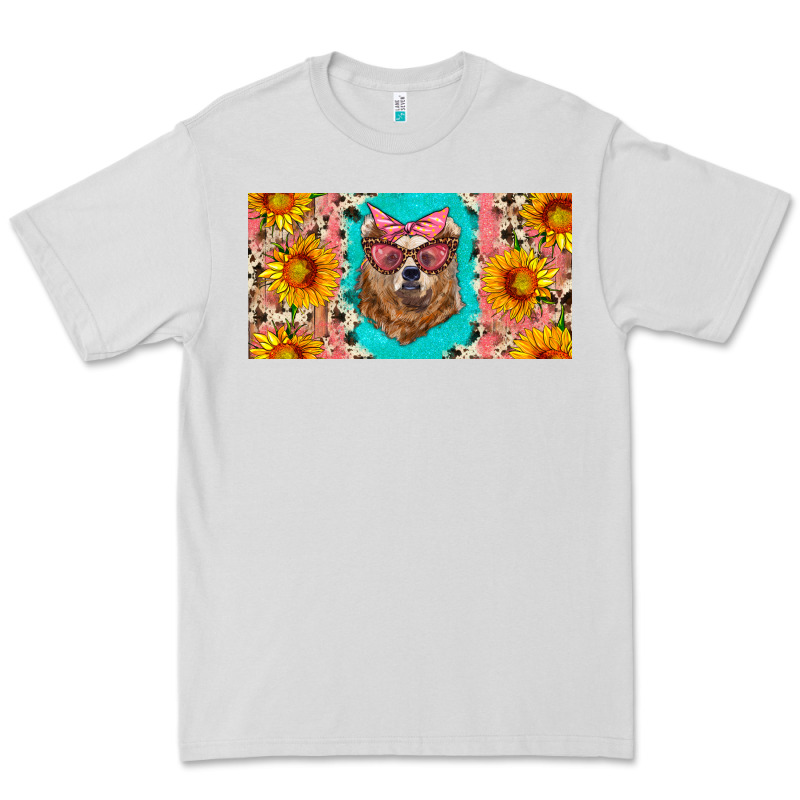 Mama Bear With Sunflowers And Glasses License Plate Premium Tee by Artiststas | Teevron