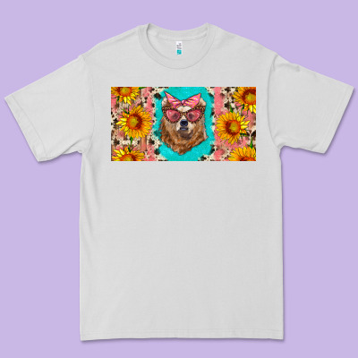 Mama Bear With Sunflowers And Glasses License Plate Premium Tee Designed By Artiststas