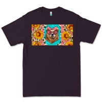 Plum mama bear with sunflowers and glasses license plate Premium Tee - Artiststas