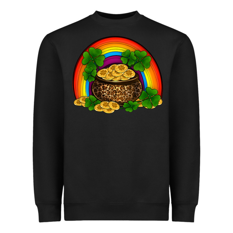 St Patricks Shamrock Gold Leopard Rainbow Heavyweight Sweatshirt by RanaPortraitStore | Teevron