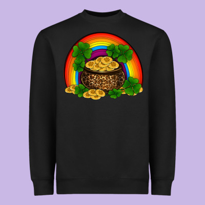 St Patricks Shamrock Gold Leopard Rainbow Heavyweight Sweatshirt Designed By Ranaportraitstore