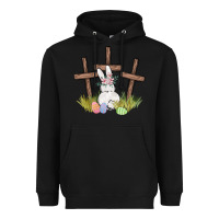 Black floral watercolor easter bunny cross Heavyweight Hoodie - MaliasSmallBusiness