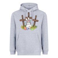 Heather Grey floral watercolor easter bunny cross Heavyweight Hoodie - MaliasSmallBusiness