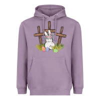 Lavender floral watercolor easter bunny cross Heavyweight Hoodie - MaliasSmallBusiness