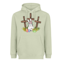 Matcha floral watercolor easter bunny cross Heavyweight Hoodie - MaliasSmallBusiness