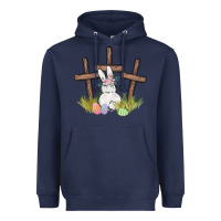Navy floral watercolor easter bunny cross Heavyweight Hoodie - MaliasSmallBusiness