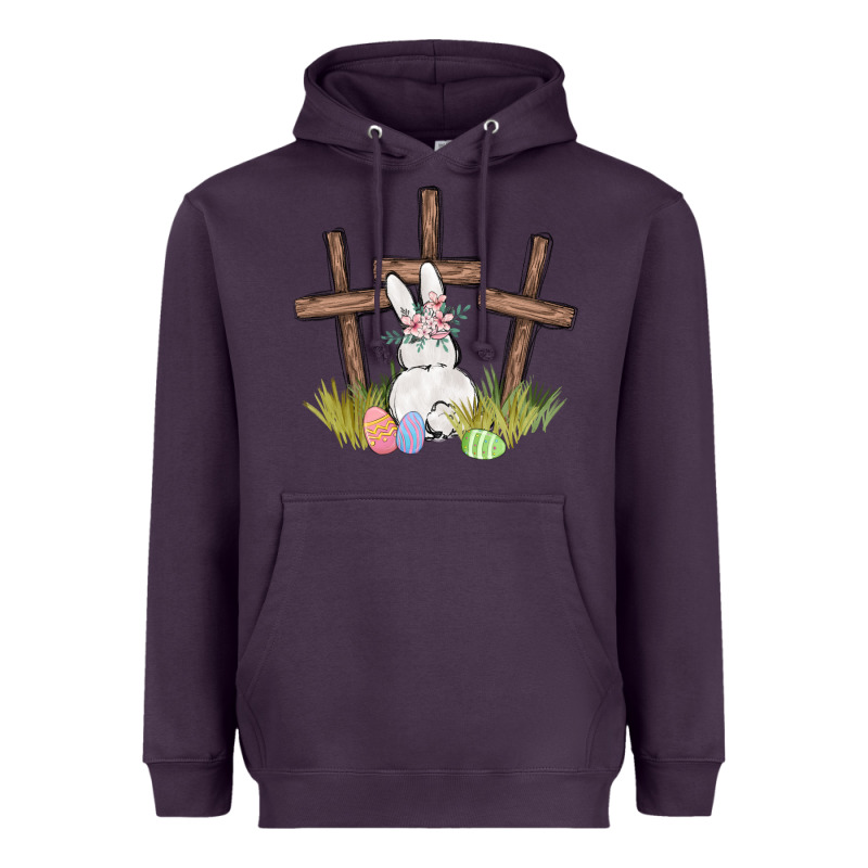 Floral Watercolor Easter Bunny Cross Heavyweight Hoodie by MaliasSmallBusiness | Teevron