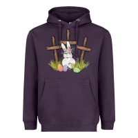 Plum floral watercolor easter bunny cross Heavyweight Hoodie - MaliasSmallBusiness