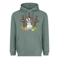 Sage floral watercolor easter bunny cross Heavyweight Hoodie - MaliasSmallBusiness