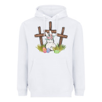 White floral watercolor easter bunny cross Heavyweight Hoodie - MaliasSmallBusiness