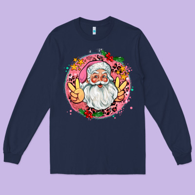 Merry Christmas Peace Santa Long Sleeve Tee Designed By Adodesignshop