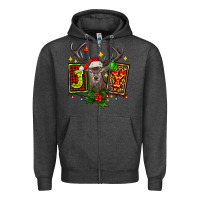 Charcoal Heather joy with reindeer ado Zipper Hoodie - AdoDesignShop
