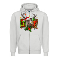 Dove Grey joy with reindeer ado Zipper Hoodie - AdoDesignShop