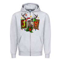 Heather Grey joy with reindeer ado Zipper Hoodie - AdoDesignShop