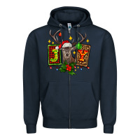 Navy joy with reindeer ado Zipper Hoodie - AdoDesignShop