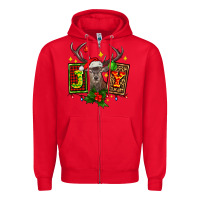 Red joy with reindeer ado Zipper Hoodie - AdoDesignShop
