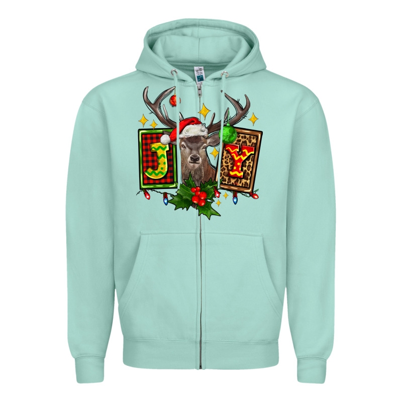 Joy With Reindeer Ado Zipper Hoodie by AdoDesignShop | Teevron
