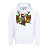 White joy with reindeer ado Zipper Hoodie - AdoDesignShop