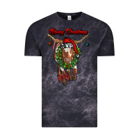 Cloud Black merry christmas longhorn cow Vintage Tee - RanaPortraitStore