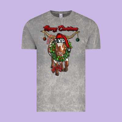 Merry Christmas Longhorn Cow Vintage Tee Designed By Ranaportraitstore
