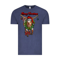 Vintage Denim merry christmas longhorn cow Vintage Tee - RanaPortraitStore