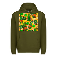 Army Green St. Patricks gnomies seamless pattern Premium Hoodie - BundleAndBundleShop
