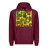 Burgundy St. Patricks gnomies seamless pattern Premium Hoodie - BundleAndBundleShop