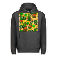 Charcoal Heather St. Patricks gnomies seamless pattern Premium Hoodie - BundleAndBundleShop