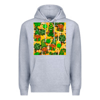 Heather Grey St. Patricks gnomies seamless pattern Premium Hoodie - BundleAndBundleShop