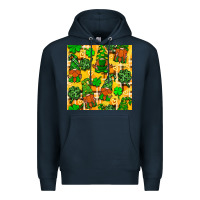 Navy St. Patricks gnomies seamless pattern Premium Hoodie - BundleAndBundleShop