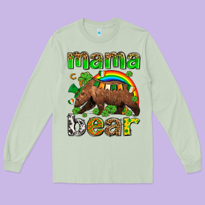 St Patricks Mama  Bear Long Sleeve Tee Designed By Adodesignshop