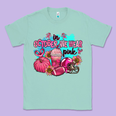 In October We Wear Pink American Football Classic Tee Designed By Adodesignshop
