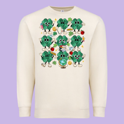 Teacher St Patrick Day Clovers Premium Sweatshirt Designed By Maliassmallbusiness