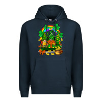 Navy st. patricks gnomes truck with rainbow Premium Hoodie - BundleAndBundleShop