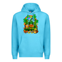 Ocean Blue st. patricks gnomes truck with rainbow Premium Hoodie - BundleAndBundleShop