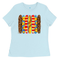 Baby Blue softball  brushstrokes Ladies Tee - AdoDesignShop