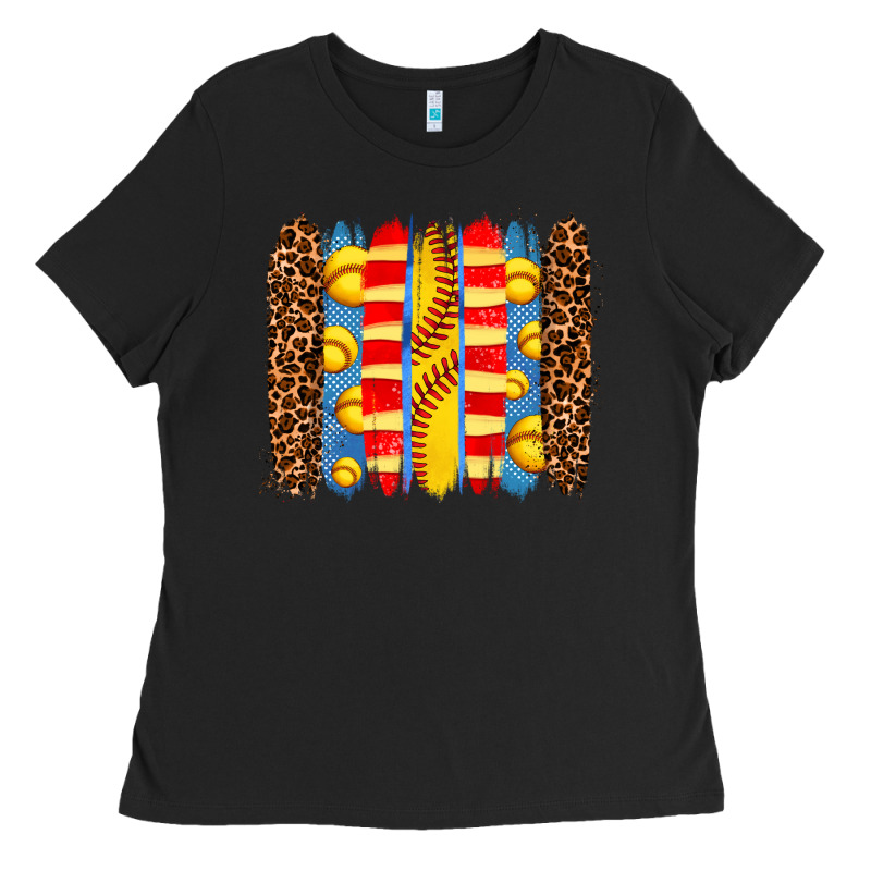 Softball  Brushstrokes Ladies Tee by AdoDesignShop | Teevron