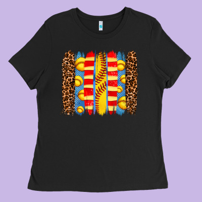 Softball  Brushstrokes Ladies Tee Designed By Adodesignshop