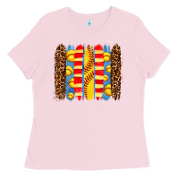 Bubblegum Pink softball  brushstrokes Ladies Tee - AdoDesignShop