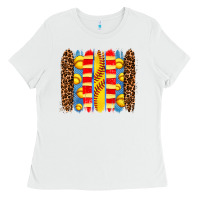 White softball  brushstrokes Ladies Tee - AdoDesignShop